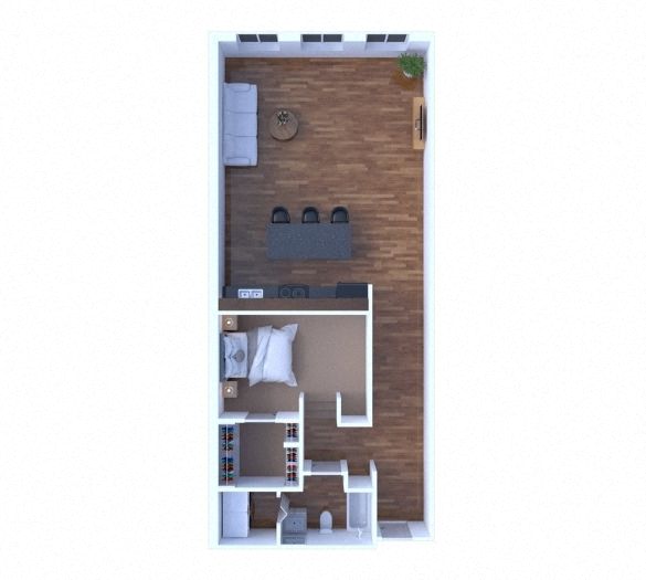 Floor plan for 1 bed, 1 bath, 900 sqft