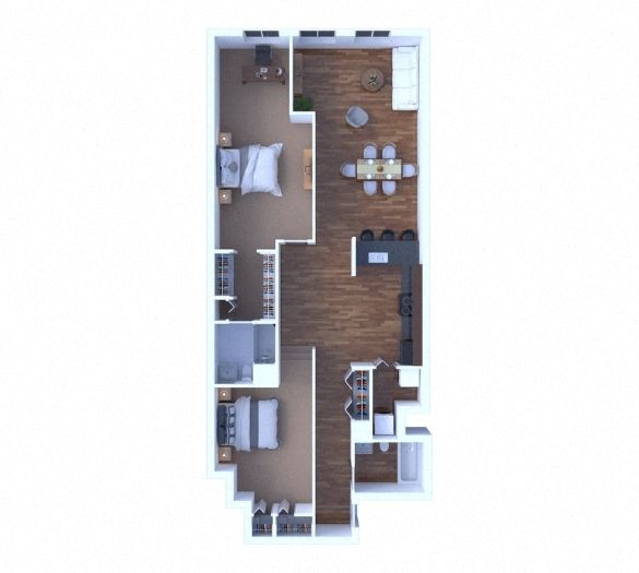 Floor plan for 2 beds, 2 baths, 1080 sqft
