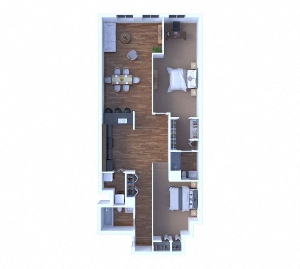 Floor plan for 2 beds, 2 baths, 1080 sqft