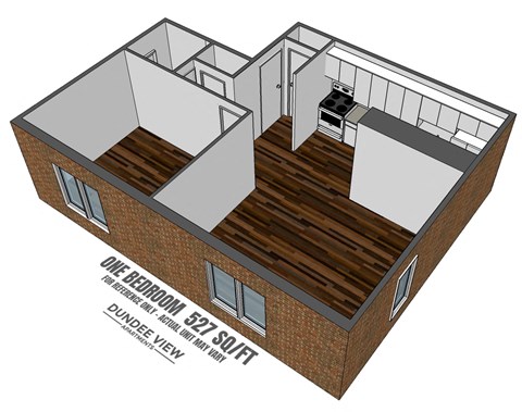 Floor plan for 1 bed, 1 bath, 650 sqft