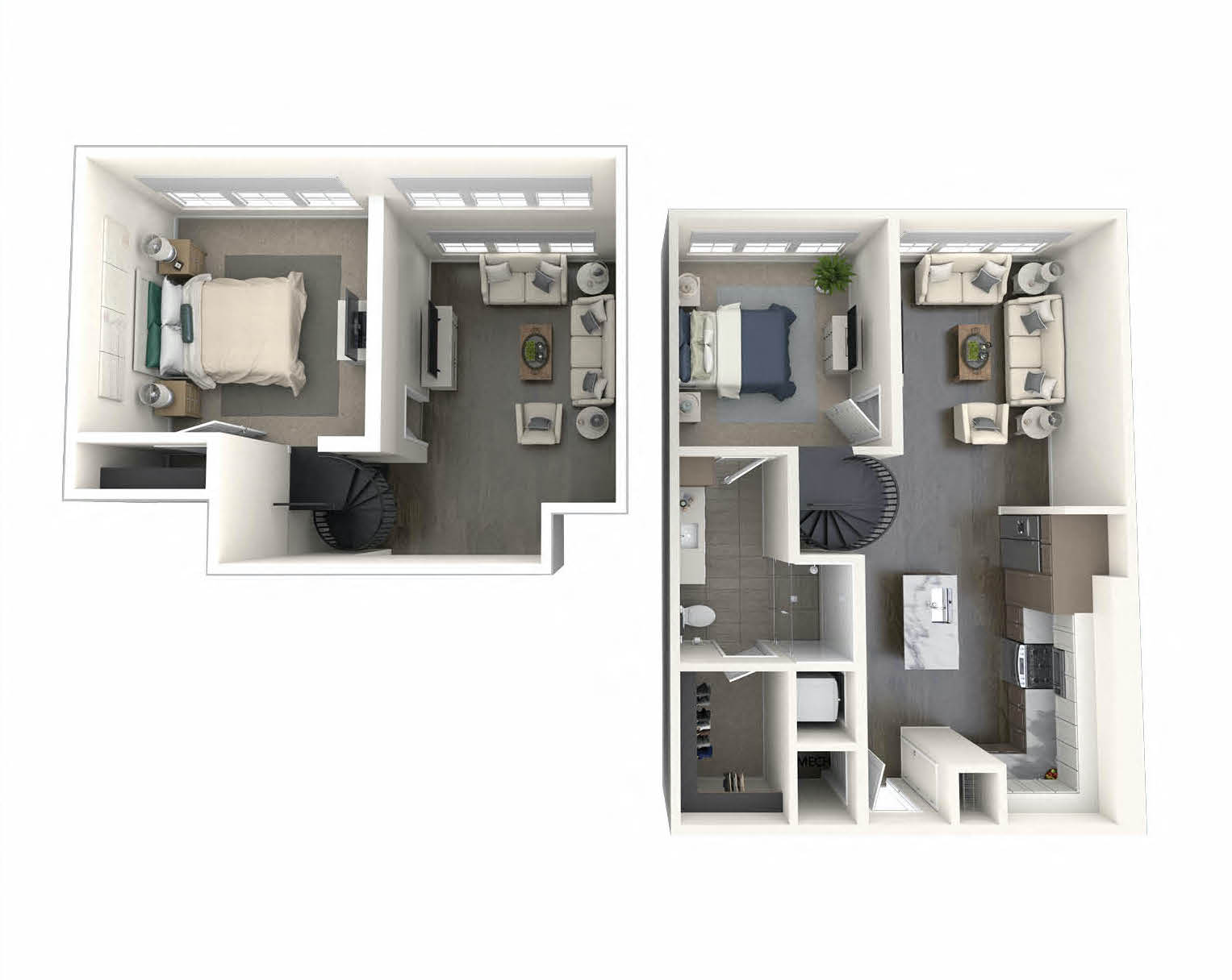 Floor plan for 1 bed, 1 bath, 930 sqft