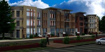 Littleton apartment for rent - a rendering of a new apartment building on a city street