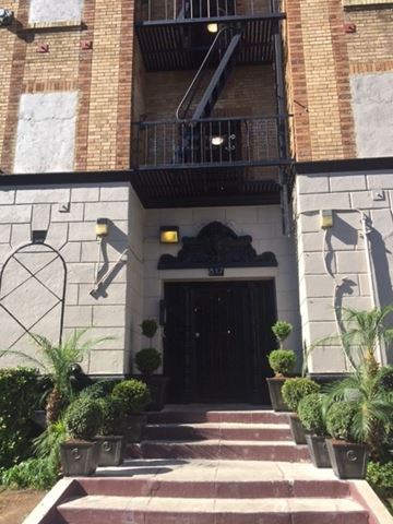 Los Angeles apartment for rent - the front of a building with a black door
