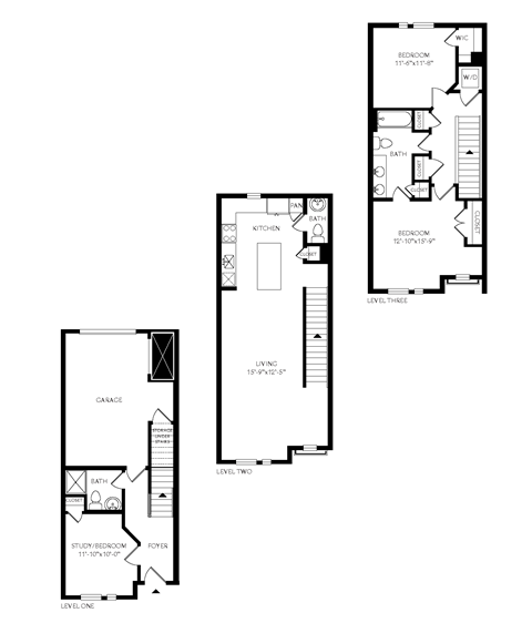 Floor plan for 2 beds, 2.5 baths, 1788 sqft