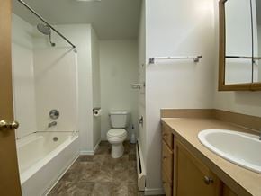 Sitka apartment for rent - an empty bathroom with a sink toilet and shower