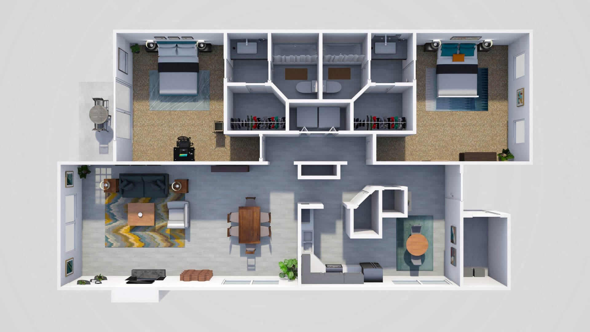 Floor plan for 2 beds, 2 baths, 1246 sqft