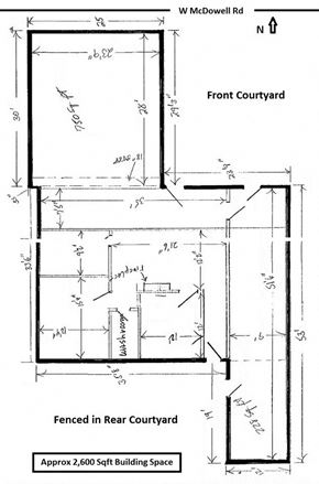 Phoenix apartment for rent - a schematic diagram of a front courtyard and a rear courtyard