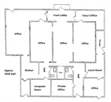 Phoenix apartment for rent - a floor plan of a building with different office areas
