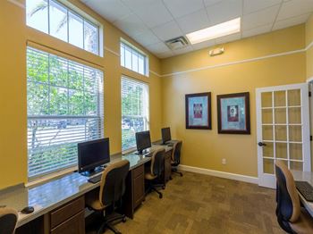 Business center with computers