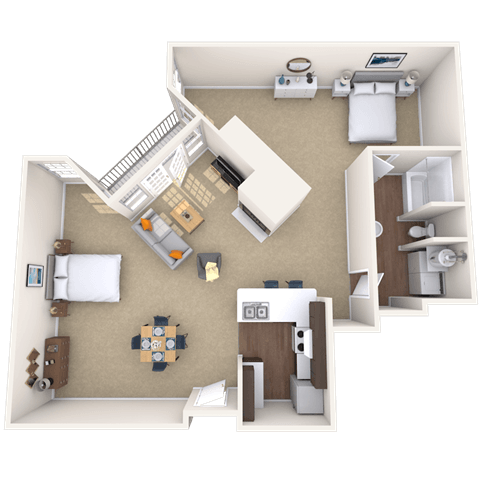 Floor plan for 1 bed, 1 bath, 1211 sqft