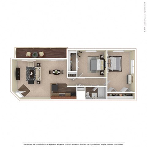 Floor plan for 2 beds, 1 bath, 900 sqft