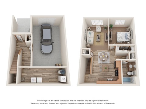 Floor plan for 1 bed, 1 bath, 843 sqft
