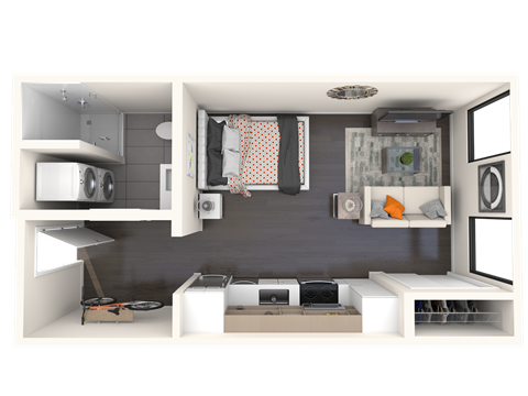 Floor plan for studio, 1 bath, 428 sqft