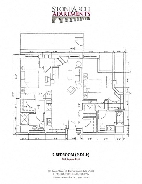 Floor plan for 2 beds, 2 baths, 1080 sqft
