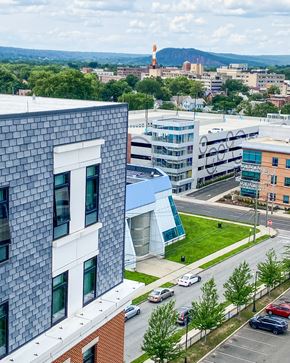New Haven apartment for rent - a view of the city from the roof of a building