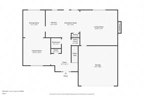 Covington house for rent - A floor plan of a house with a garage and a living room.
