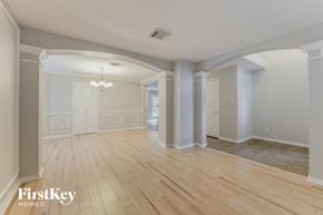 Spring house for rent - the living room and dining room with hardwood flooring