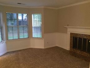 Stone Mountain house for rent - a living room with a fireplace and a window