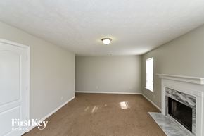 College Park house for rent - a living room with a fireplace and a carpeted floor