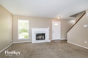 Black Jack house for rent - a living room with a fireplace and a white door