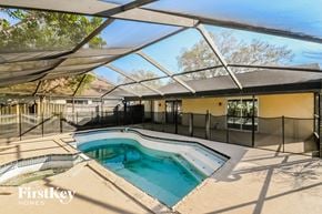Valrico house for rent - the pool and spa are under a patio roof with a pool