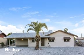 Tempe house for rent - A house with a palm tree in front of it.