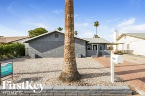 Phoenix house for rent - A house with a palm tree in front of it.