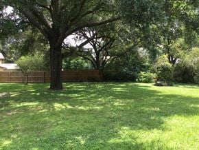 Lakeland house for rent - a backyard with grass and trees and a fence