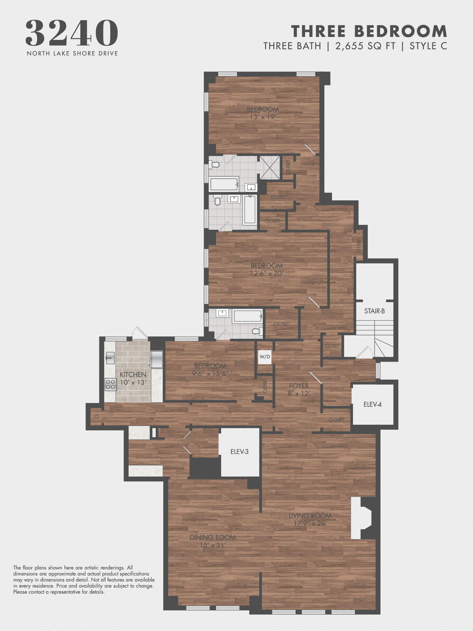 Floor plan for 3 beds, 3 baths, 2655 sqft