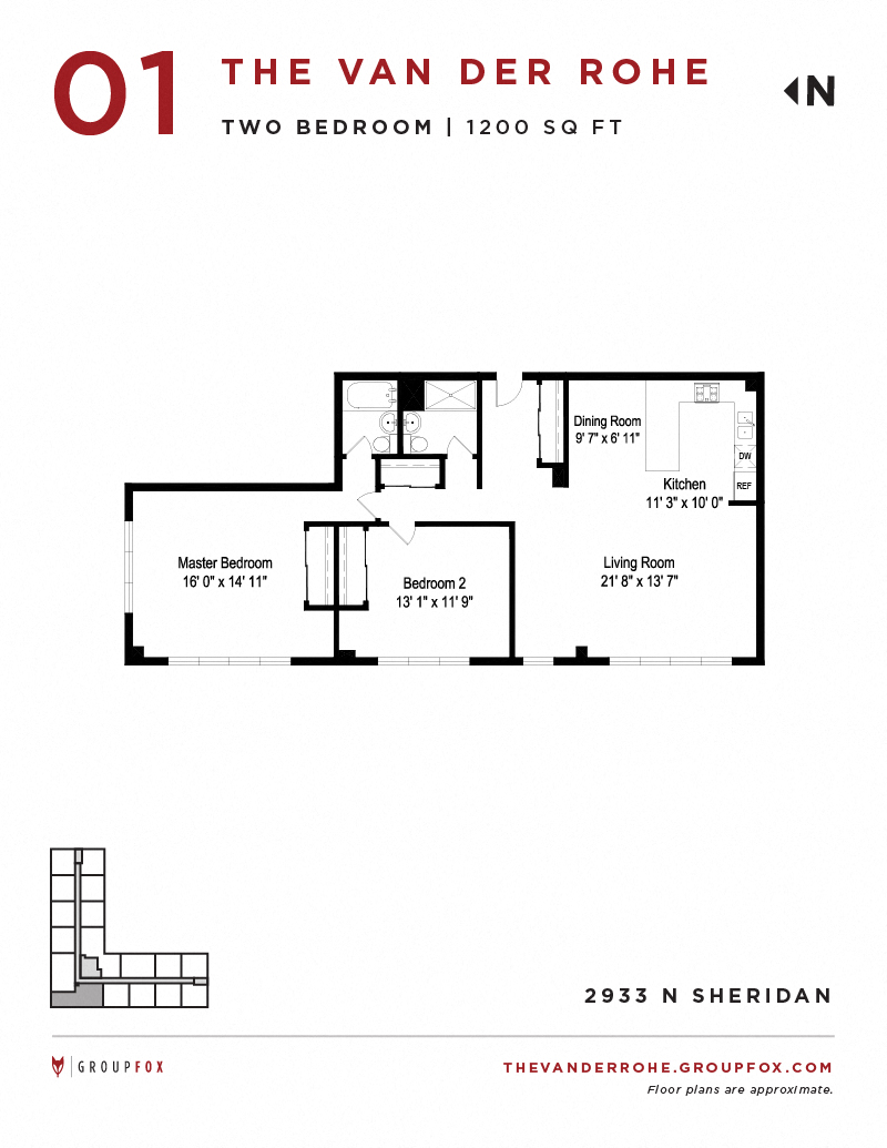 Floor plan for 2 beds, 1.8 baths, 920 sqft