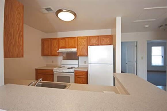 Seabrook apartment for rent - a kitchen with a white refrigerator and a sink