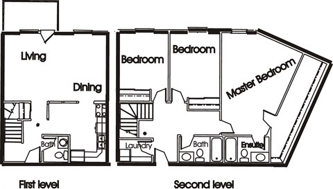 Floor plan for 3 beds, 2.5 baths, 1617 sqft