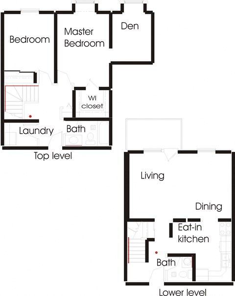 Floor plan for 2 beds, 1.5 baths, 1196 sqft