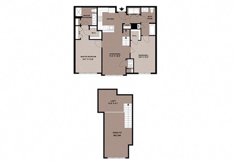 Floor plan for 2 beds, 2 baths, 1212 sqft