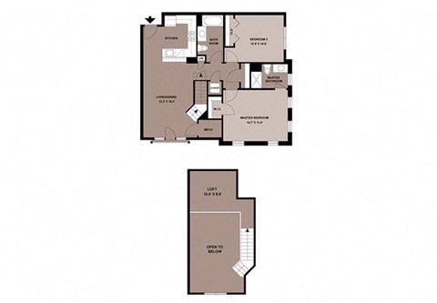 Floor plan for 2 beds, 2 baths, 1234 sqft