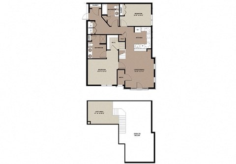 Floor plan for 2 beds, 2 baths, 1318 sqft
