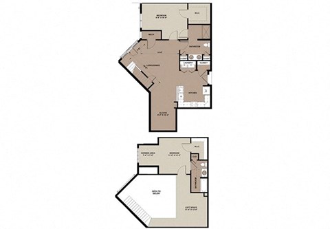 Floor plan for 2 beds, 2 baths, 1587 sqft
