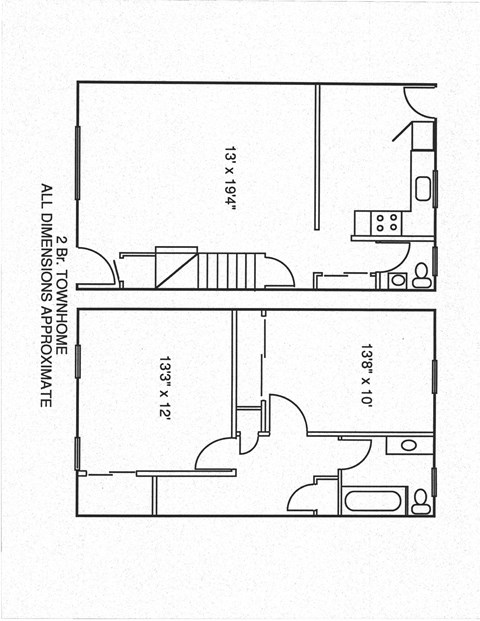 Floor plan for 2 beds, 2 baths, 999 sqft