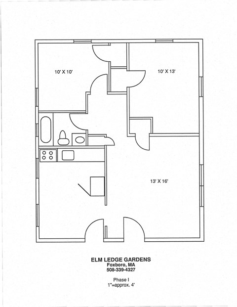 Floor plan for 2 beds, 1 bath, 650 sqft