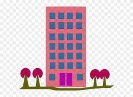 Brooklyn apartment for rent - A pink building with a purple door and green trees in front.