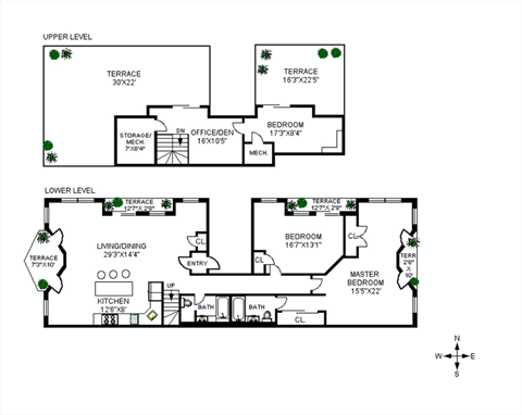 Floor plan for 2 beds, 2 baths, 1660 sqft