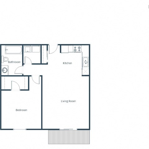 Floor plan for 1 bed, 1 bath, 786 sqft