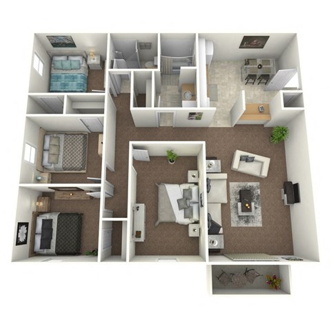 Floor plan for 4 beds, 2 baths