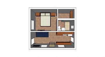 Miami apartment for rent - a floor plan of a house with a bedroom and a bathroom