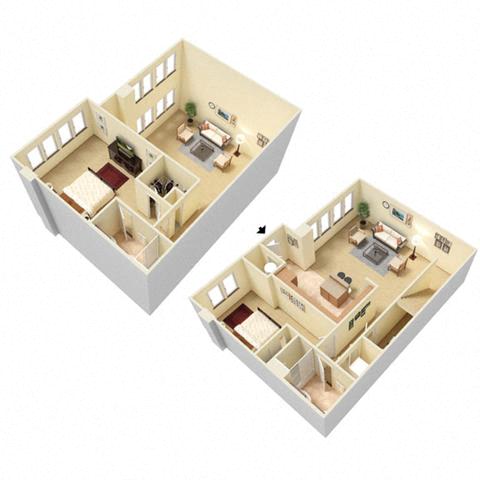 Floor plan for 2 beds, 2 baths, 1614 sqft