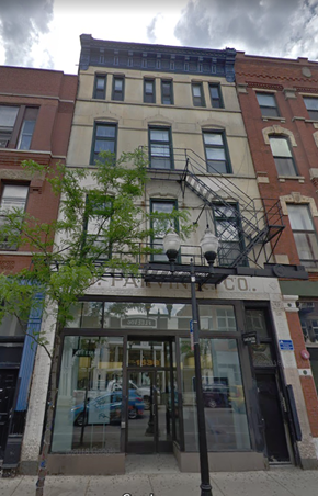 Chicago apartment for rent - the front of a building with a fire escape