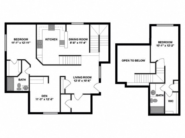 Floor plan for 2 beds, 2 baths, 1399 sqft