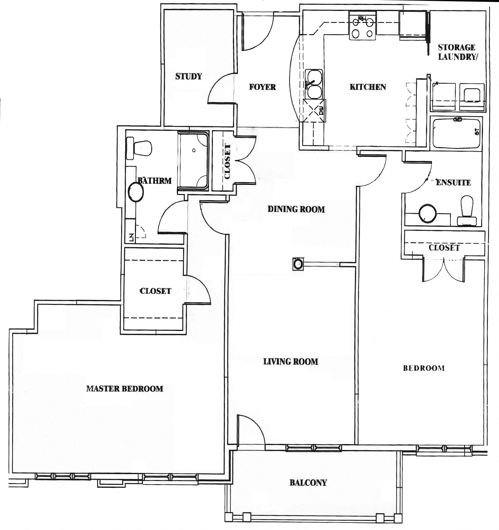Floor plan for 2 beds, 2 baths, 1425 sqft