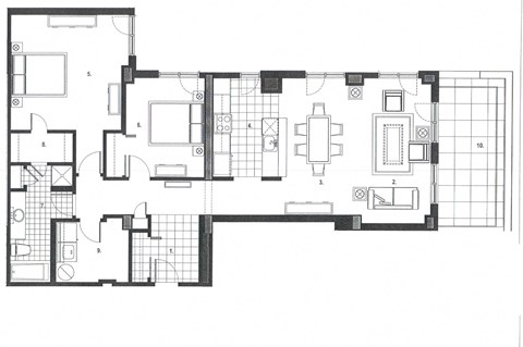 Floor plan for 2 beds, 1 bath, 1276 sqft