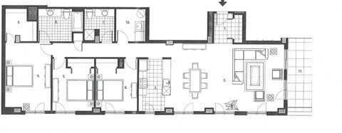 Floor plan for 3 beds, 2 baths